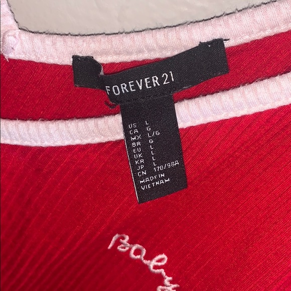 Forever 21 Red/White BabyGirl Spaghetti Strap- L - Picture 4 of 4
